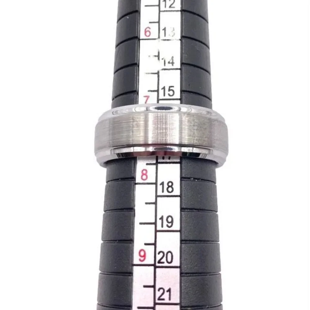 Brushed Nickel Tungsten Carbide Steel Ring Size 7.5